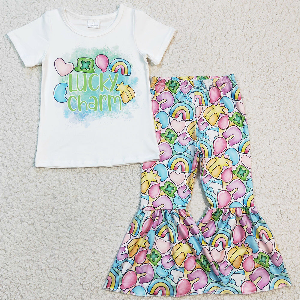 RTS Baby Girls Clothes St. Patrick Day Lucky Boutique Girls Bell Bottom Outfits GSPO0303