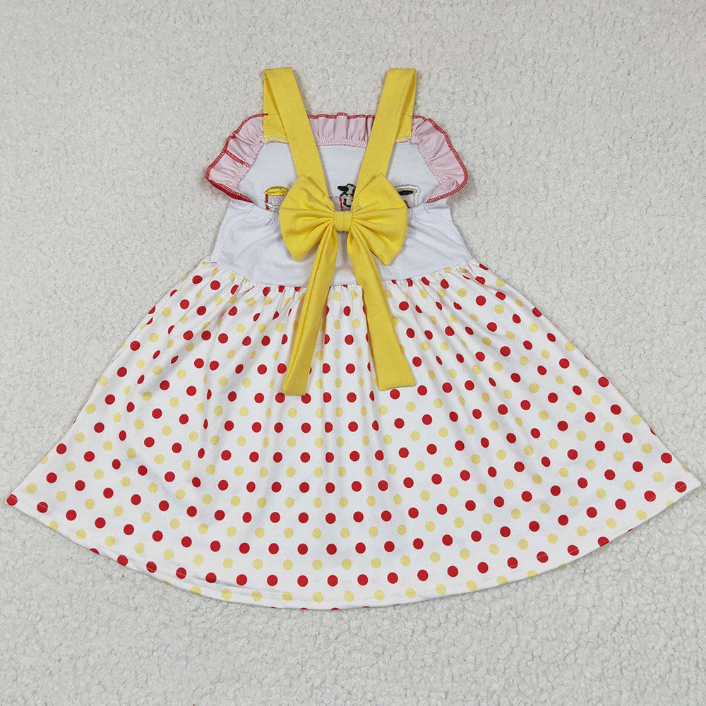 Cow Embroidery Boutique Girls Dress Summer Sleeveless Twirl Dresses GSD0203