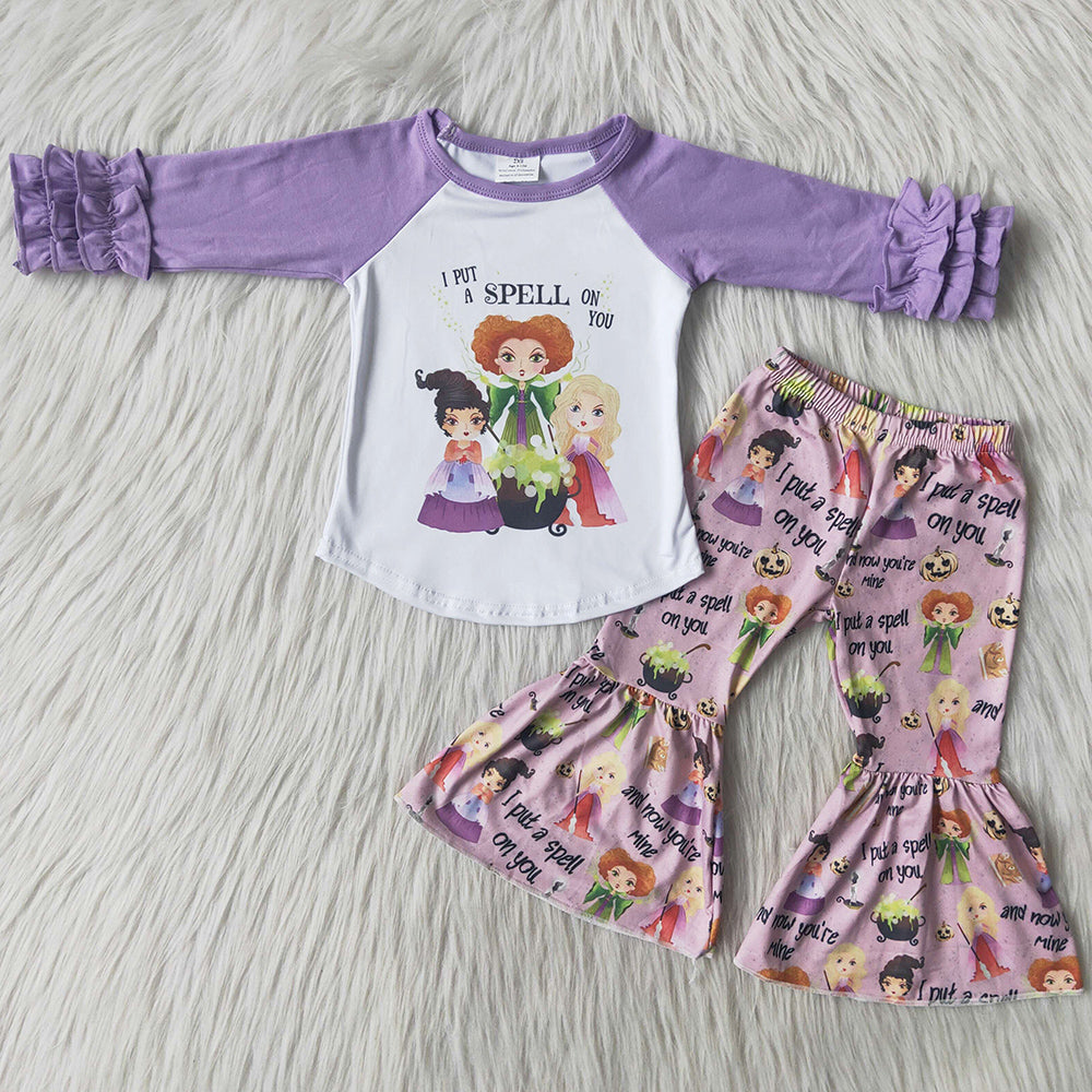 Hot Sale Baby Girls Clothes Halloween Kids Clothes Girls Bell Bottom Outfits 6 A23-3