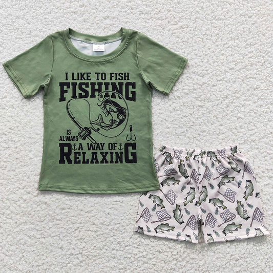 Summer Baby Boy Clothes Love To Fish Shorts Sets BSSO0257