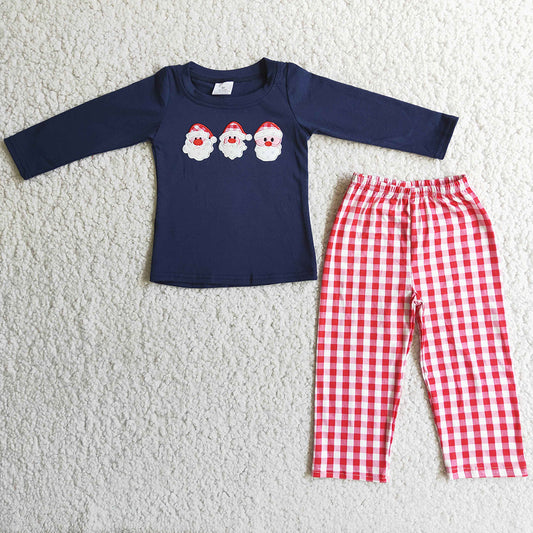 Baby Girls Christmas Clothing Boutique Santa Claus Embroidery Kids Clothes Girls Outfits 6 B7-39