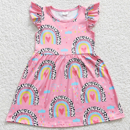 Cute Girls Dress Love Rainbow Print Boutique Baby Girls Dresses GSD0248 5.7