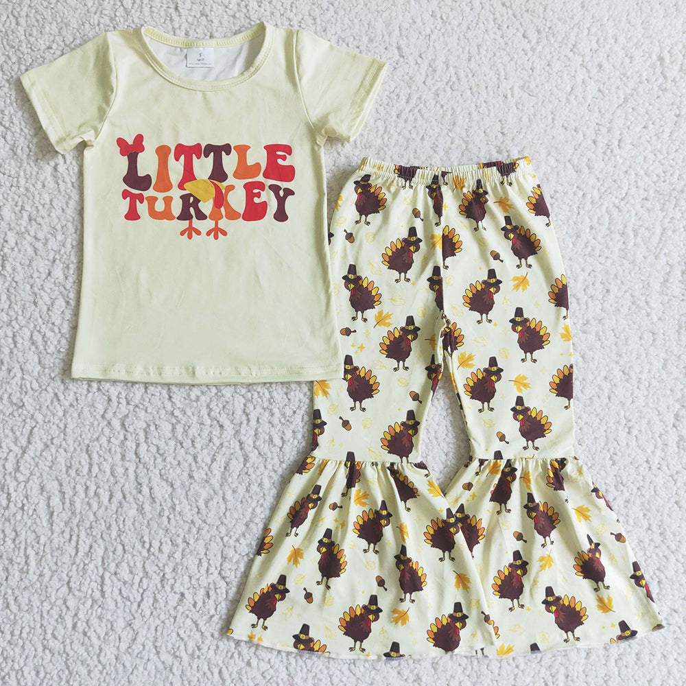 New Fashion Baby Girl Clothes Thanksgiving Outfits Tuekey Print Girls Clothing GSPO0174