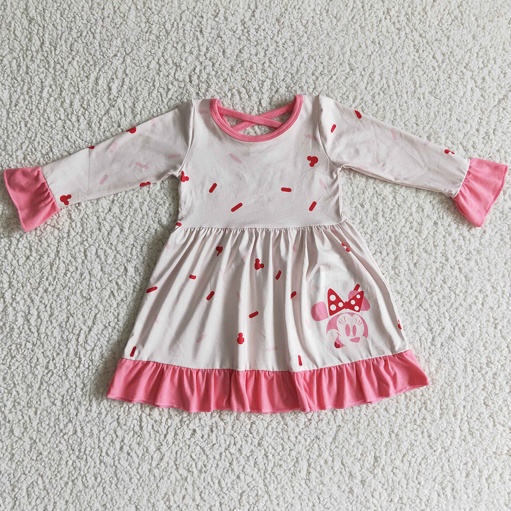 Pink Cute Girls Dress Long Sleeve Fall Baby Girl Dresses GLD0096