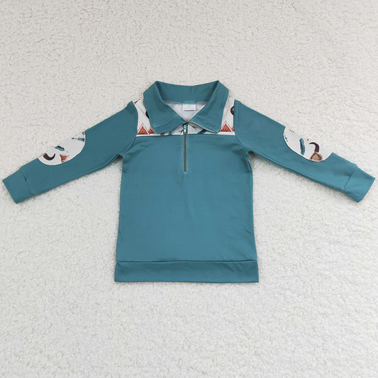 Wholesale Baby Boy Clothes Top Cow Print Boutique Boys Hooded Top BT0105