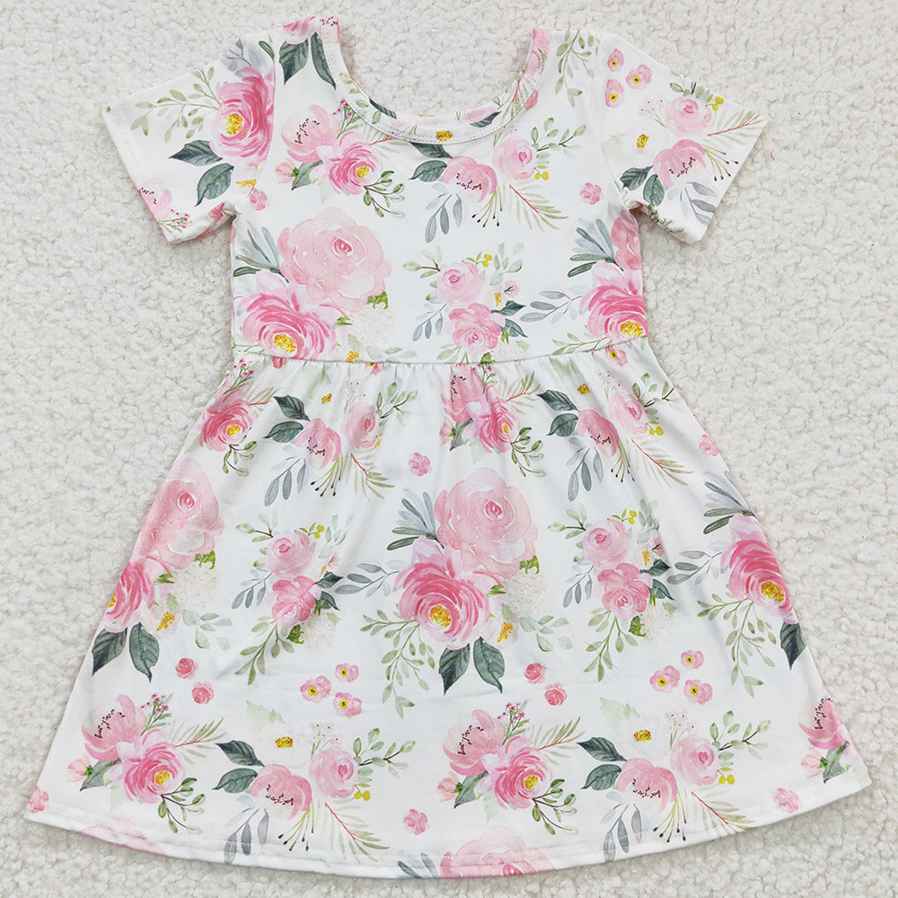 Flower Print Cute Girls Dress GSD0274