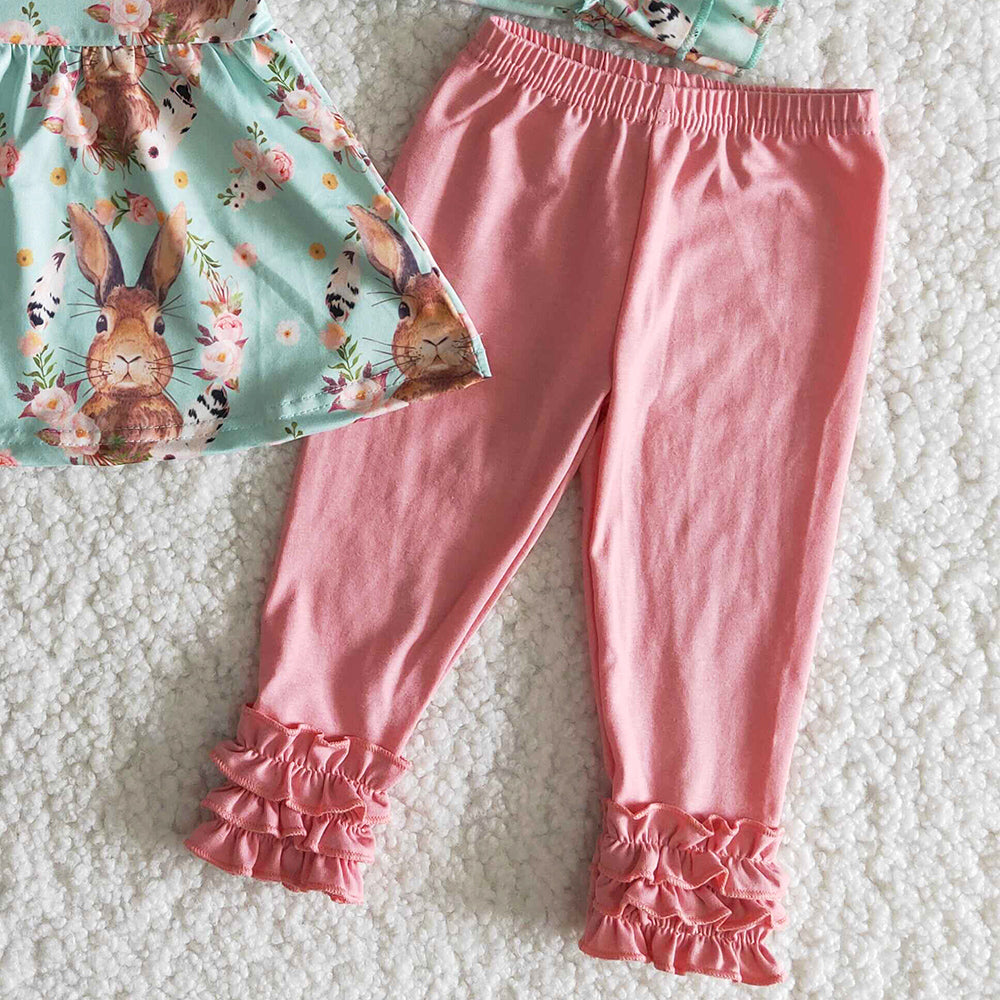 Cute Baby Girl Clothes Long Sleeve Easter Bunny Print Girls Clothes Set