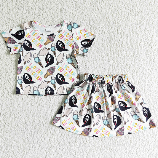 Fashion Baby Girl Clothes Short Sleeve with Skirts Set Halloween Kids Clothes Girls Outfits GSD0100 9.5