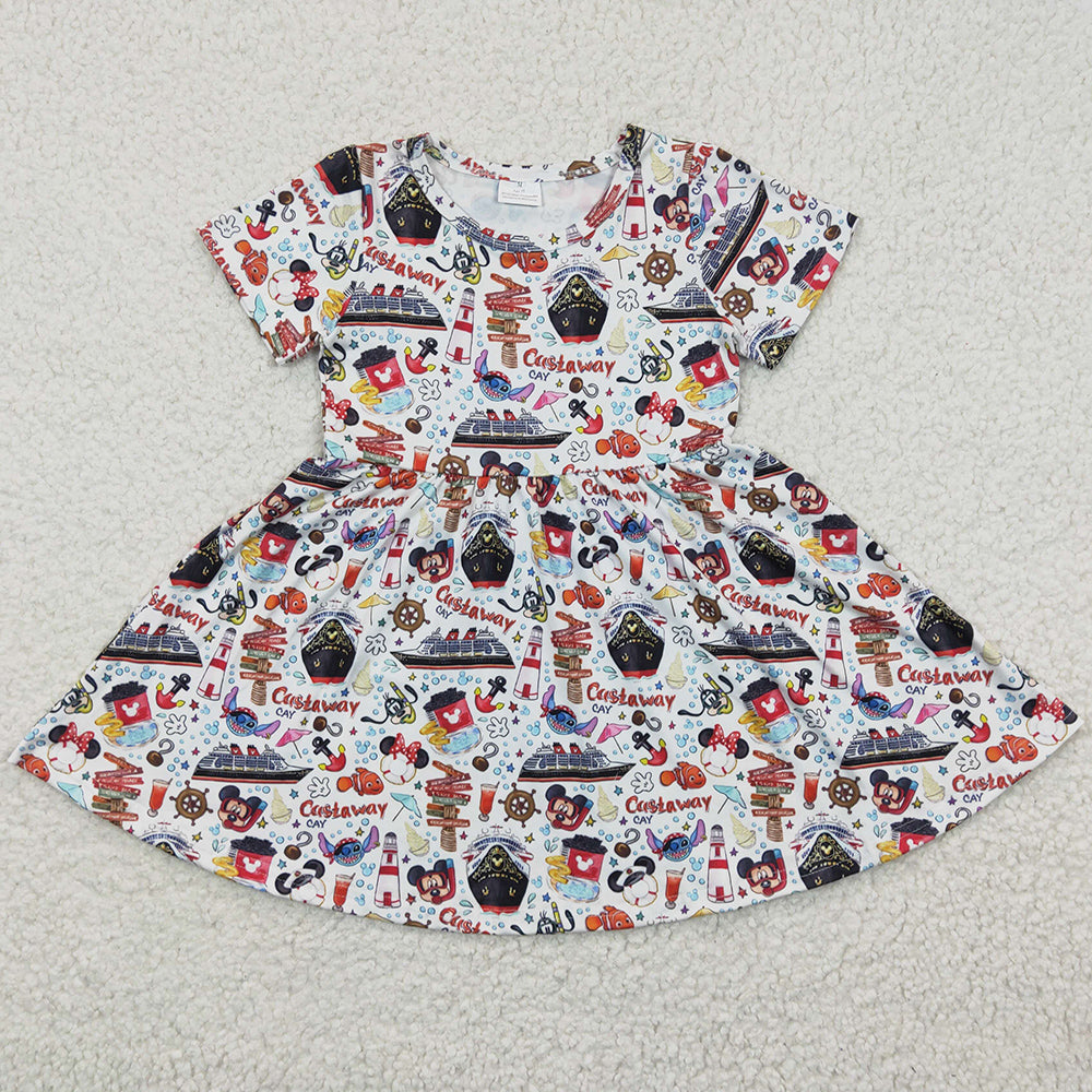 New Fashion Girls Dress Short Sleeve Twirl Dresses GSD0290