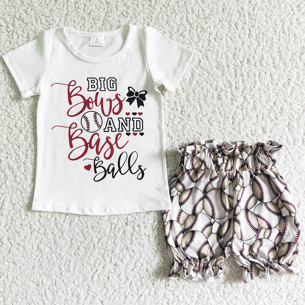 Baby Girl Summer Clothing Short Sleeve Shorts Set Baseball Kids Clothes Girls Boutique Outfits GSSO0115