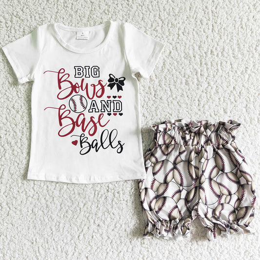 Baby Girl Summer Clothing Short Sleeve Shorts Set Baseball Kids Clothes Girls Boutique Outfits GSSO0115