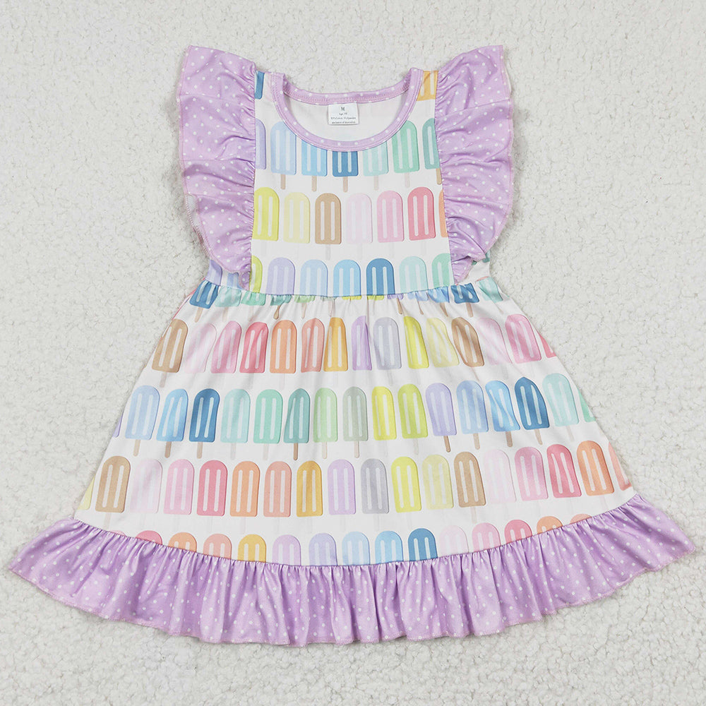 Boutique Girls Dress Short Sleeve Ruffle Knee Length Dresses GSD0293