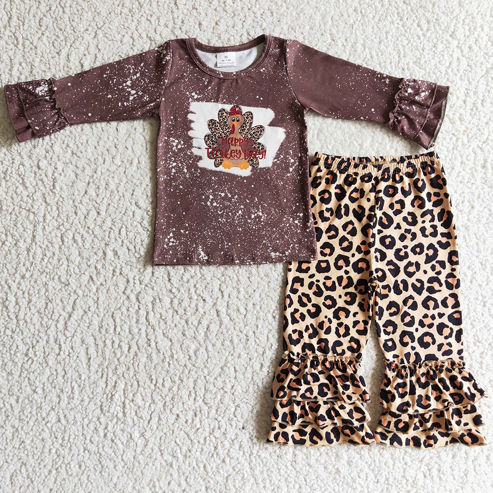 Turkey Print Boutique Girls Clothing Thanksgiving Children Outfits 6 C9-40