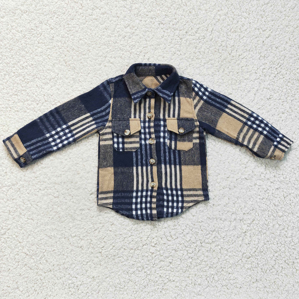 Hot Sale Baby Boys Clothes Lattice Kids Boys Top Coat Boys T-shirt BT0186