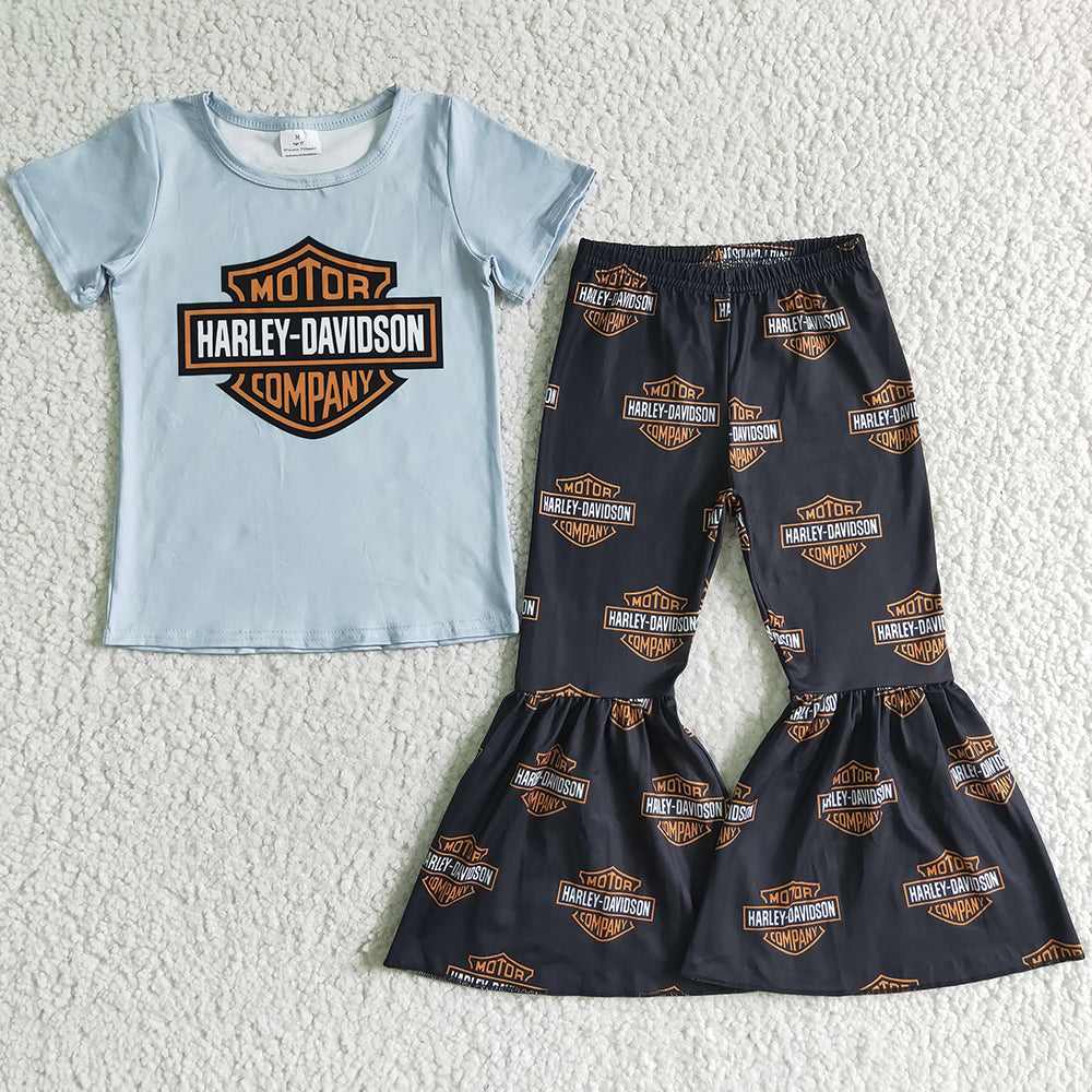 Boutique Baby Girl Clothes Set Short Sleeve Bell Pants Set Fall Kid Girl Clothes GSPO0106