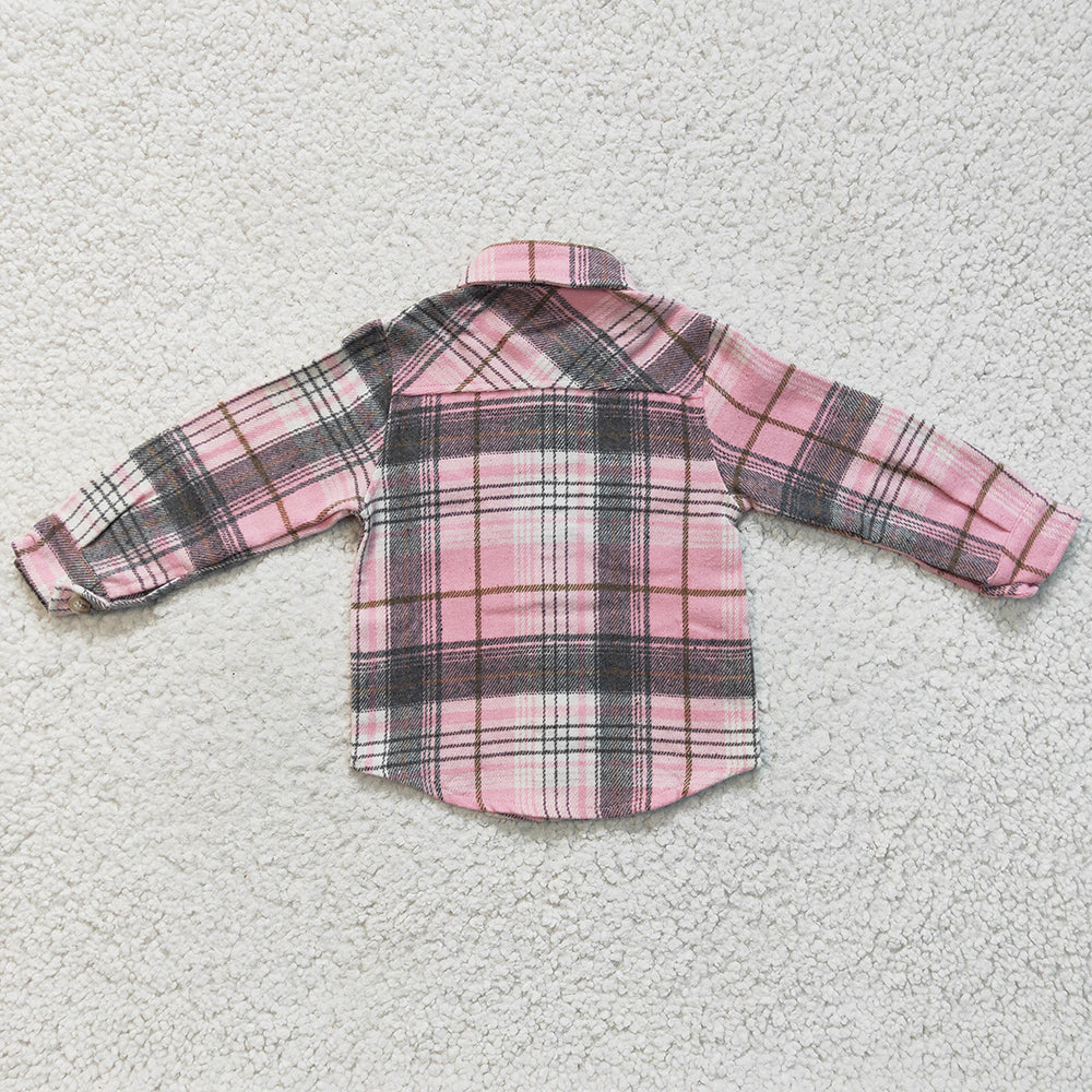 RTS Wholesale Baby Girl Clothes Top Lattice Girls Coat Jacket Pink GT0094