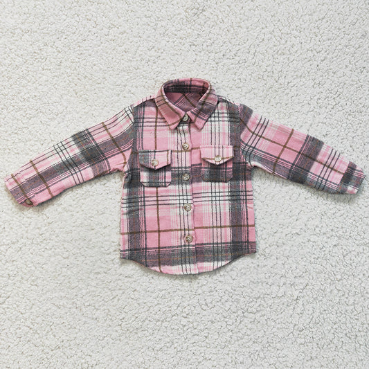 RTS Wholesale Baby Girl Clothes Top Lattice Girls Coat Jacket Pink GT0094