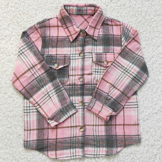 RTS Wholesale Baby Girl Clothes Top Lattice Girls Coat Jacket Pink GT0094