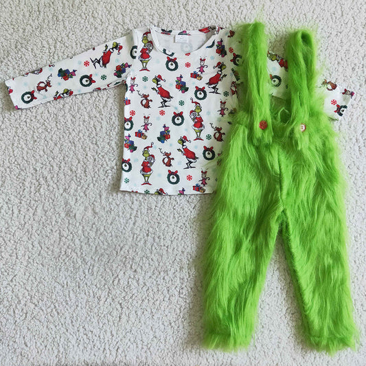 Christmas Boys Clothes Suspender Pants Set Boutique Outfits 6 B0-4