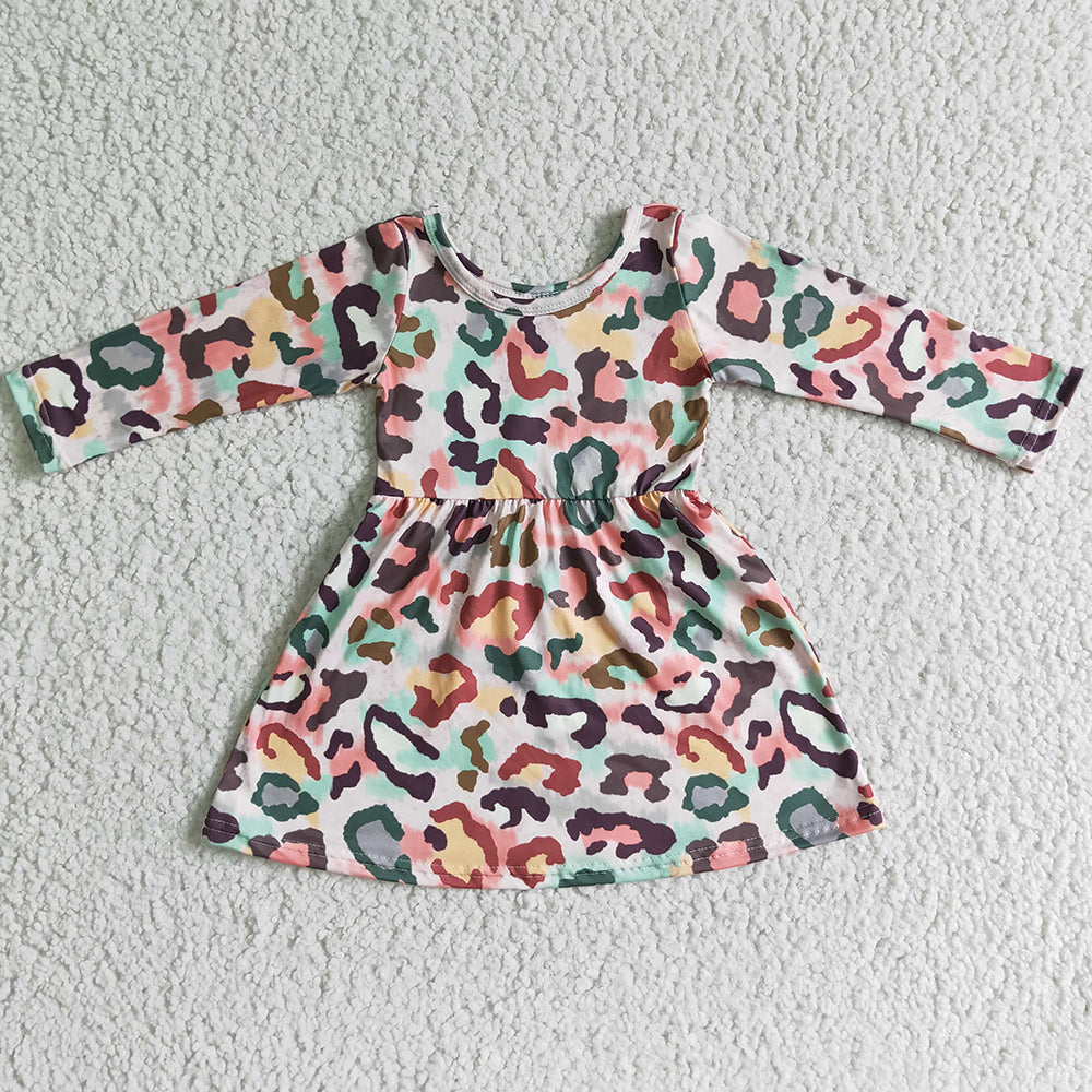 Boutique Girls Dress Leopard Print Fashion Toddler Baby Girls Dress Long Sleeve 6 B11-29