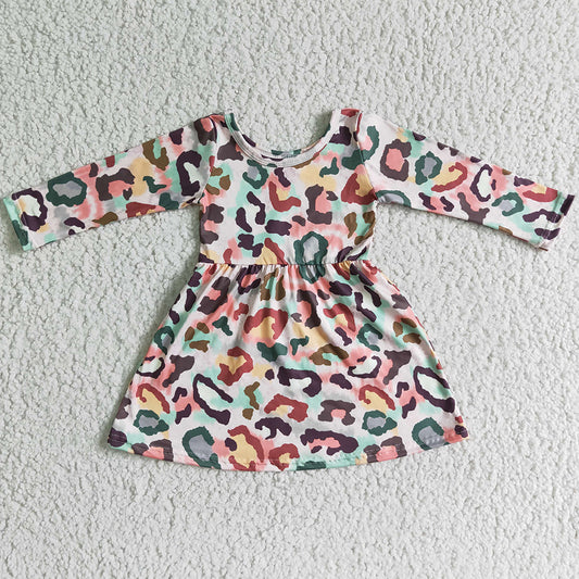 Boutique Girls Dress Leopard Print Fashion Toddler Baby Girls Dress Long Sleeve 6 B11-29
