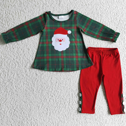 New Arrival Girls Clothes Santa Claus Embroidery Boutique Baby Kids Christmas Clothing GLP0308