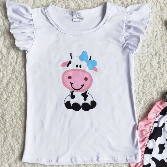 RTS Toddler Baby Girls Clothes Suspender Design Bow Boutique Girls Clothing Summer Outfit Farm Print Wholesale Children Clothes B15-24