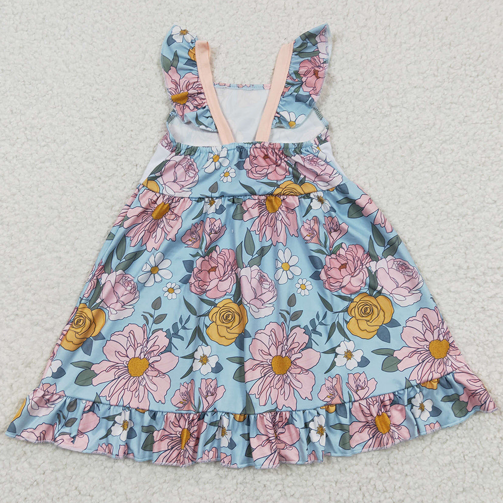 Summer Baby Girls Clothes Mama's Girl Flowers Knee Length Dresses GSD0315
