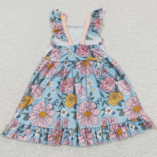 Summer Baby Girls Clothes Mama's Girl Flowers Knee Length Dresses GSD0315
