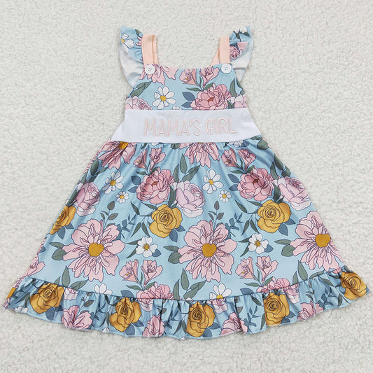 Summer Baby Girls Clothes Mama's Girl Flowers Knee Length Dresses GSD0315