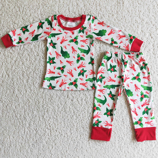 Wholesale Baby Boys Pajamas Set Crawfish Print Boutique Kids Girls Nightwear 6 C9-19 6 A2-27 10.22