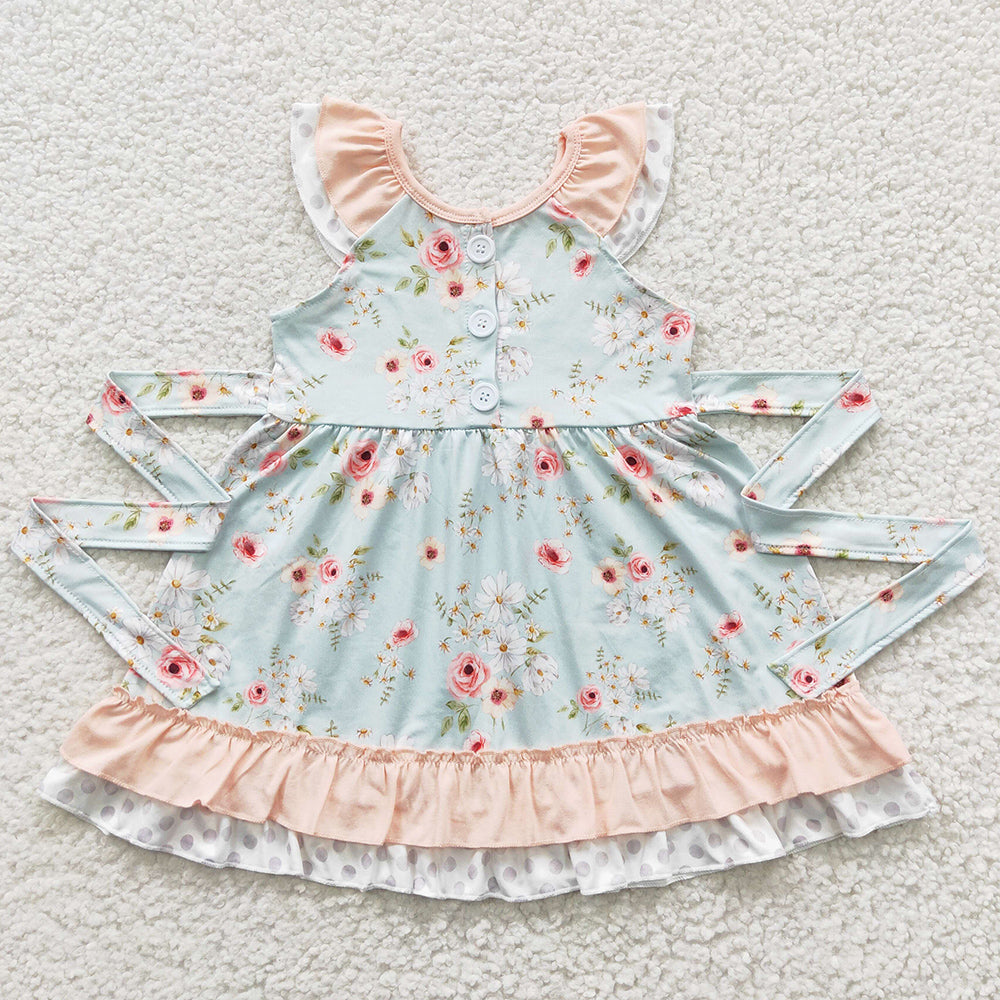 Boutique Baby Girls Dress Floral Summer Knee Length Dresses GSD0308
