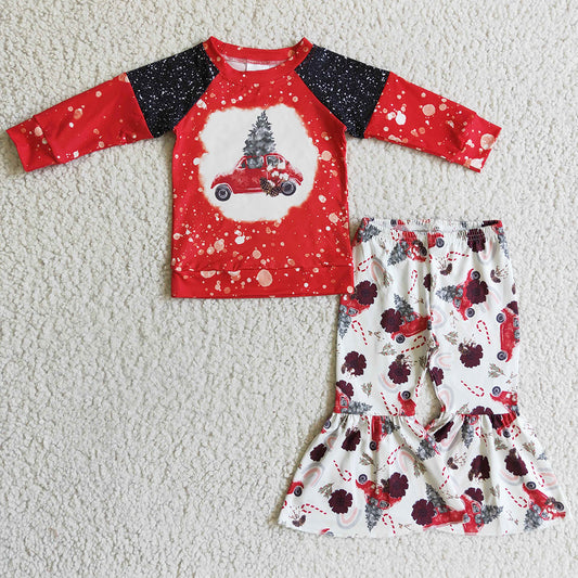 Hot Sale Toddler Girls Clothes Christmas Outfits Boutique Children Clothing Set GLP0355
