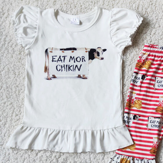 RTS Wholesale Baby Girl Clothes Cow Print Fashion Kids Designer Clothes Girls Bell Sets Cute Baby Children Clothes Outfits Hot A12-4