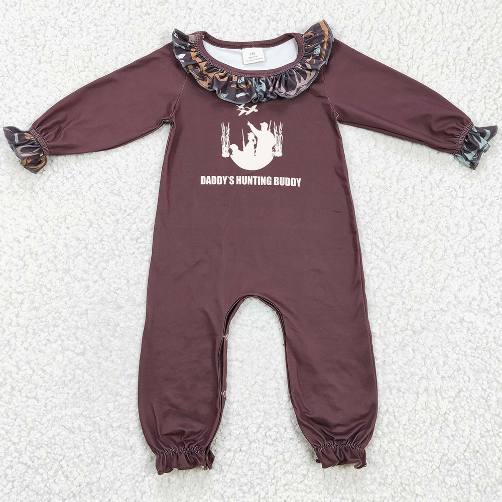 Boutique Girls Rompers Daddy`s Hunting Buddy Baby Clothing Jumpsuit LR0198