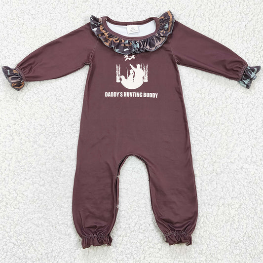 Boutique Girls Rompers Daddy`s Hunting Buddy Baby Clothing Jumpsuit LR0198