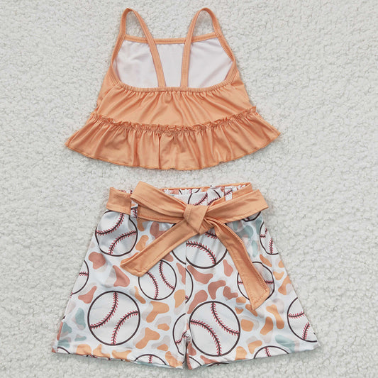 Cute Baby Girls Clothes Baseball Print Boutique Girls Summer Outfits GSSO0172 4.12