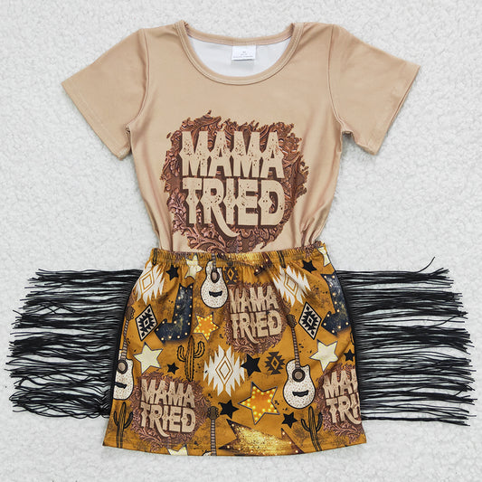 New Fashion Girls Clothing Tassel Design Boutique Girls Summer Outfits GSD0286 5.16