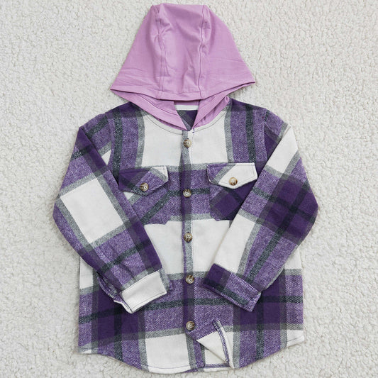 Purple Girls Clothes Hoodies Coat Boutique Kids Baby Girl Hooded Top Jacket GT0150