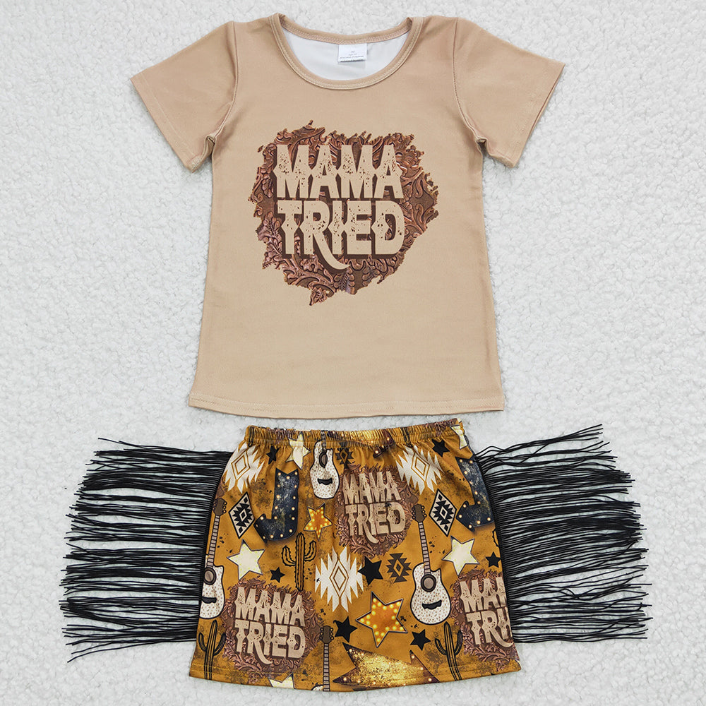 New Fashion Girls Clothing Tassel Design Boutique Girls Summer Outfits GSD0286 5.16