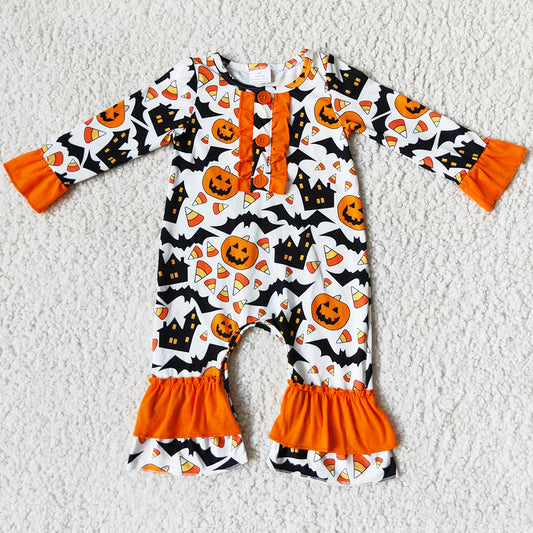 Toddler Baby Girls Rompers Pumpkin Boutique Girls Clothes Halloween Sister Clothing Romper 6 A16-21