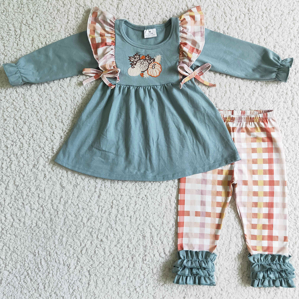 Wholesale Baby Girl Clothes Pumpkin Embroidery Boutique Halloween Kids Clothing GLP0156