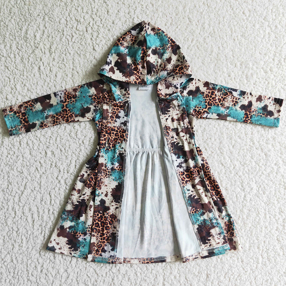 Boutique Girls Hoodie Dress Coat Long Sleeve Fall Kids Clothing Leopard GT0027 10.23