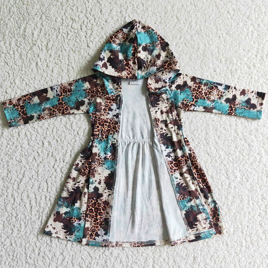 Boutique Girls Hoodie Dress Coat Long Sleeve Fall Kids Clothing Leopard GT0027 10.23