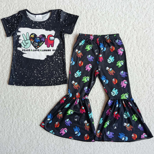 Girls Clothing Sets Fashion Kids Clothes Girls Bell Bottom Outfits Short Sleeve Spring Baby Sets Wholesale Baby Girl Clothes RTS A14-16