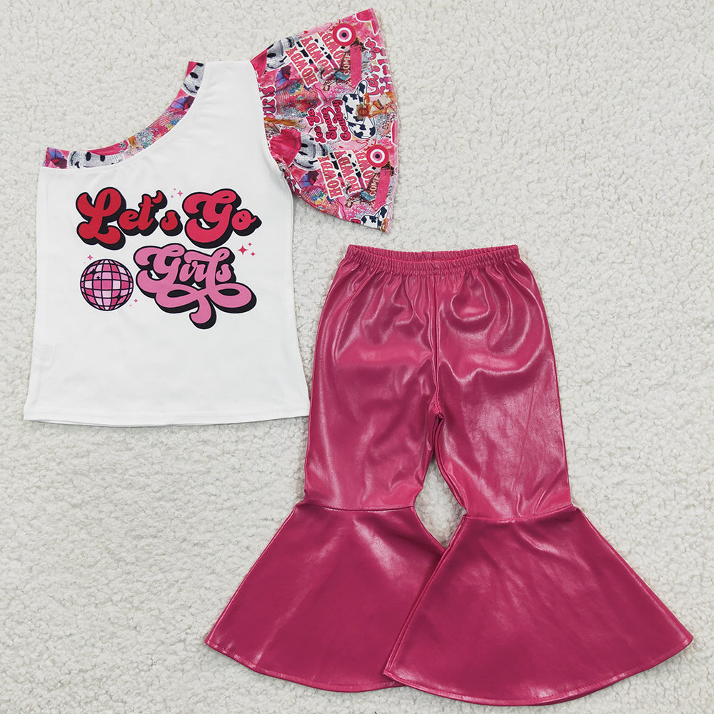 Boutique Baby Girls Clothes Let's Go Pink Pleather Pants Sets GSPO0595
