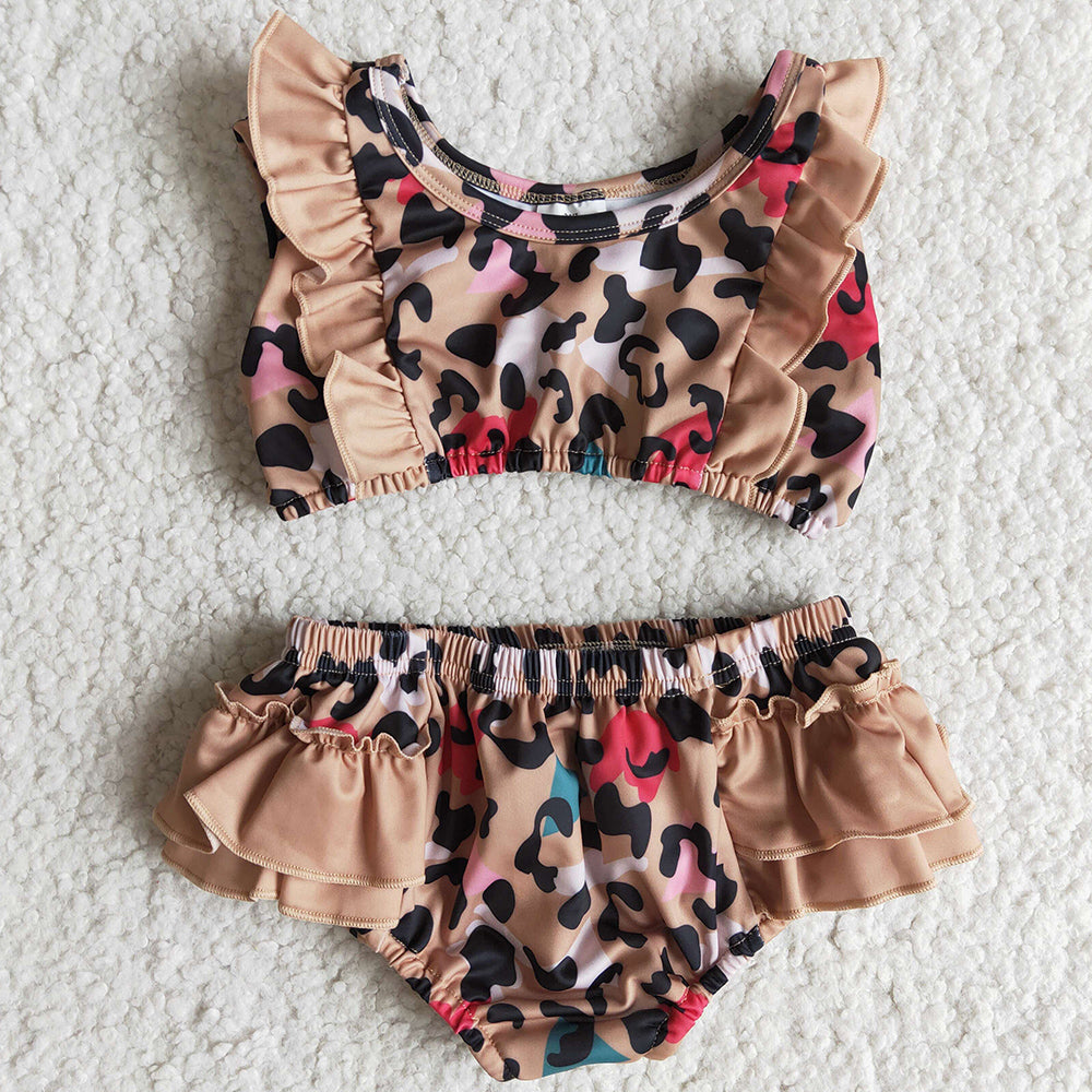 Fashion Kids Clothes Girl Swimsuit Summer Cute Baby Girls Swimwear Leopard Toddler Kids Girls Swimwear Beachwear New B2-3