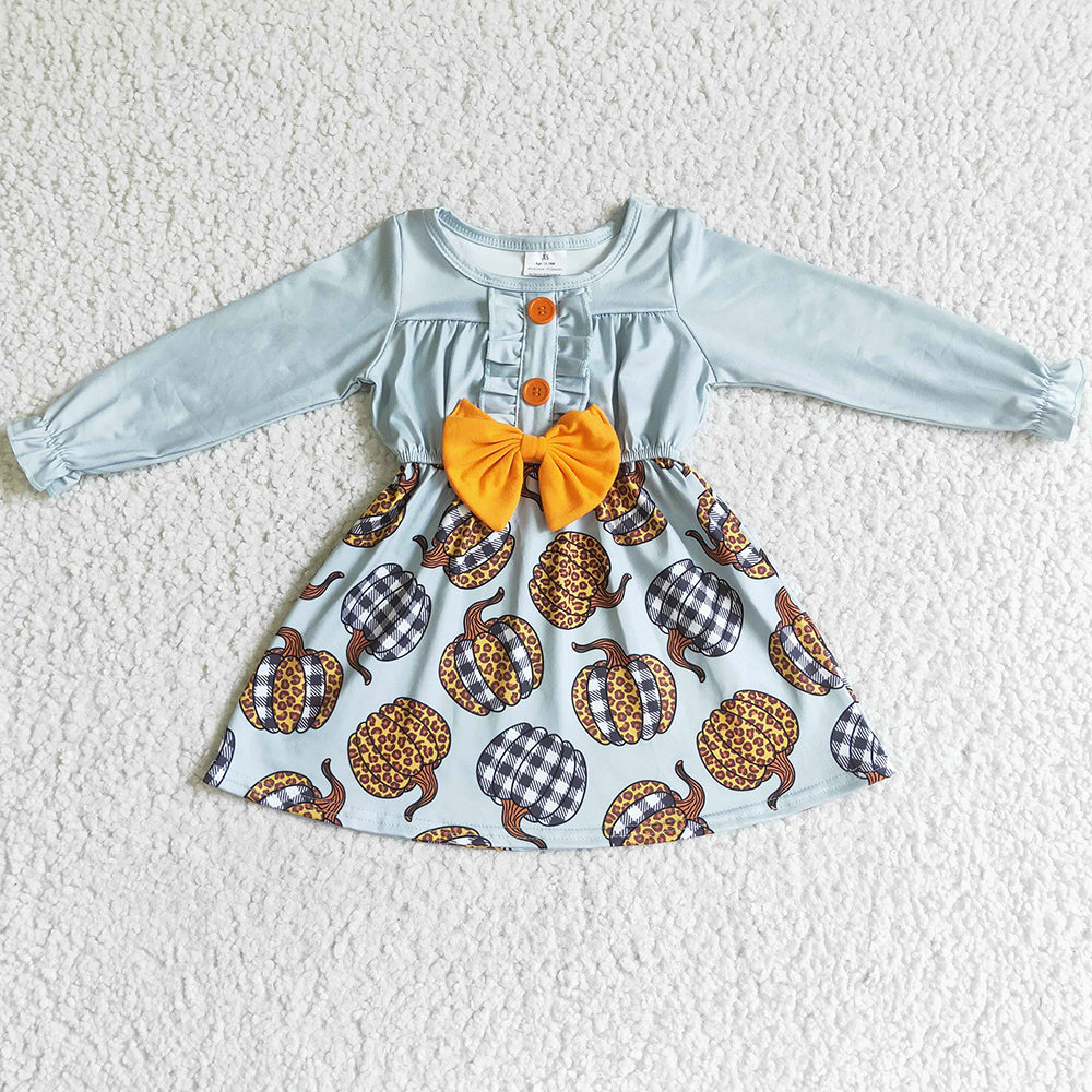 Boutique Baby Girls Dress Long Sleeve Pumpkin Girl Dresses for Halloween GLD0007