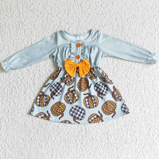 Boutique Baby Girls Dress Long Sleeve Pumpkin Girl Dresses for Halloween GLD0007