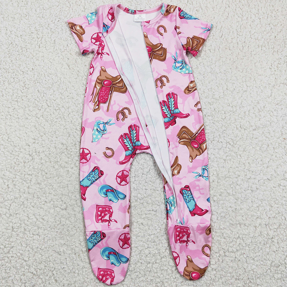 Western Style Baby Girls Romper Fashion Short Sleeve Baby Footie Jumpsuit SR0194 5.7